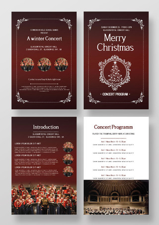 深色欧式圣诞音乐会冬季音乐会节目单宣传海报